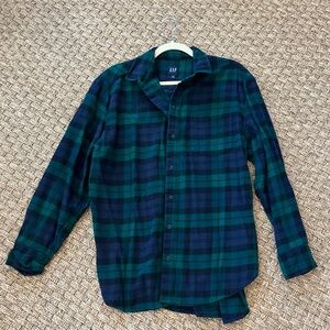 Gap Oversized Flannel Shirt in Green and  Navy Plaid